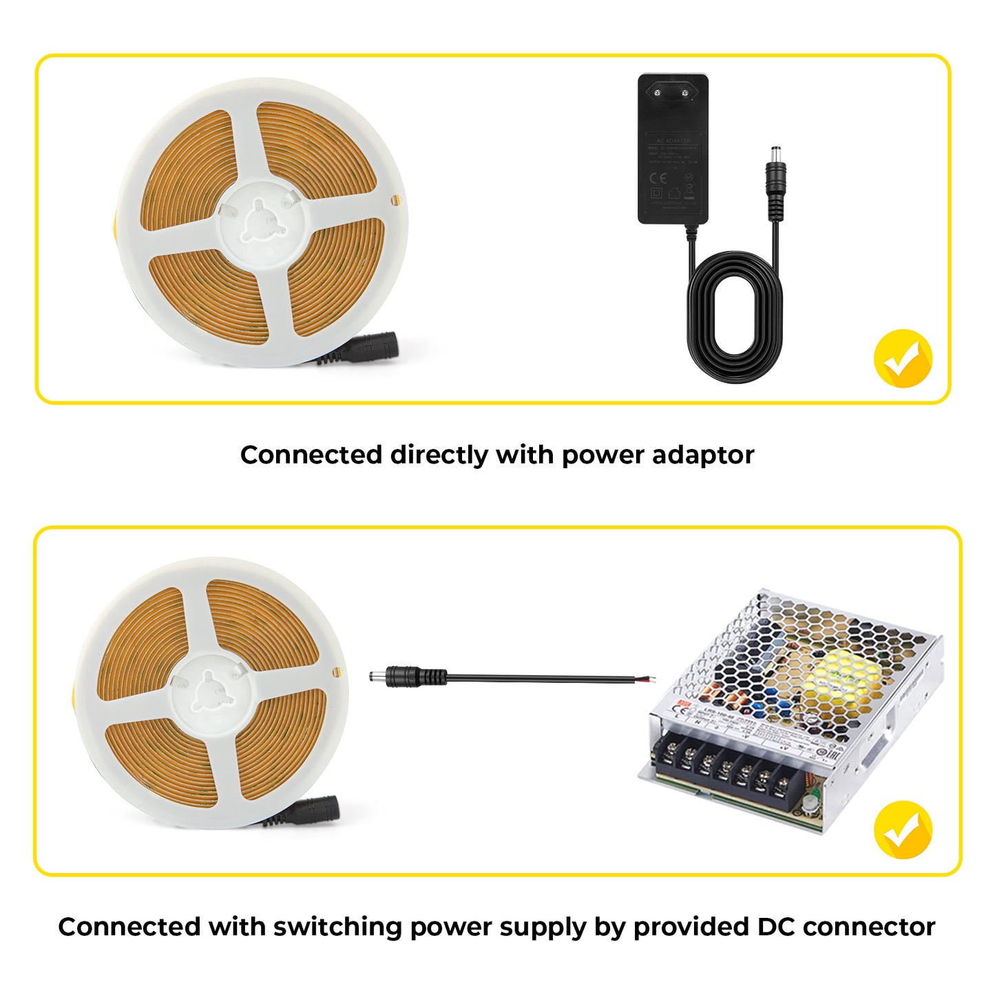 Bande lumineuse LED COB avec 320 LEDs/m, DC24V, 9w/m, IRC>92, 8mm de large pour la décoration de chambre