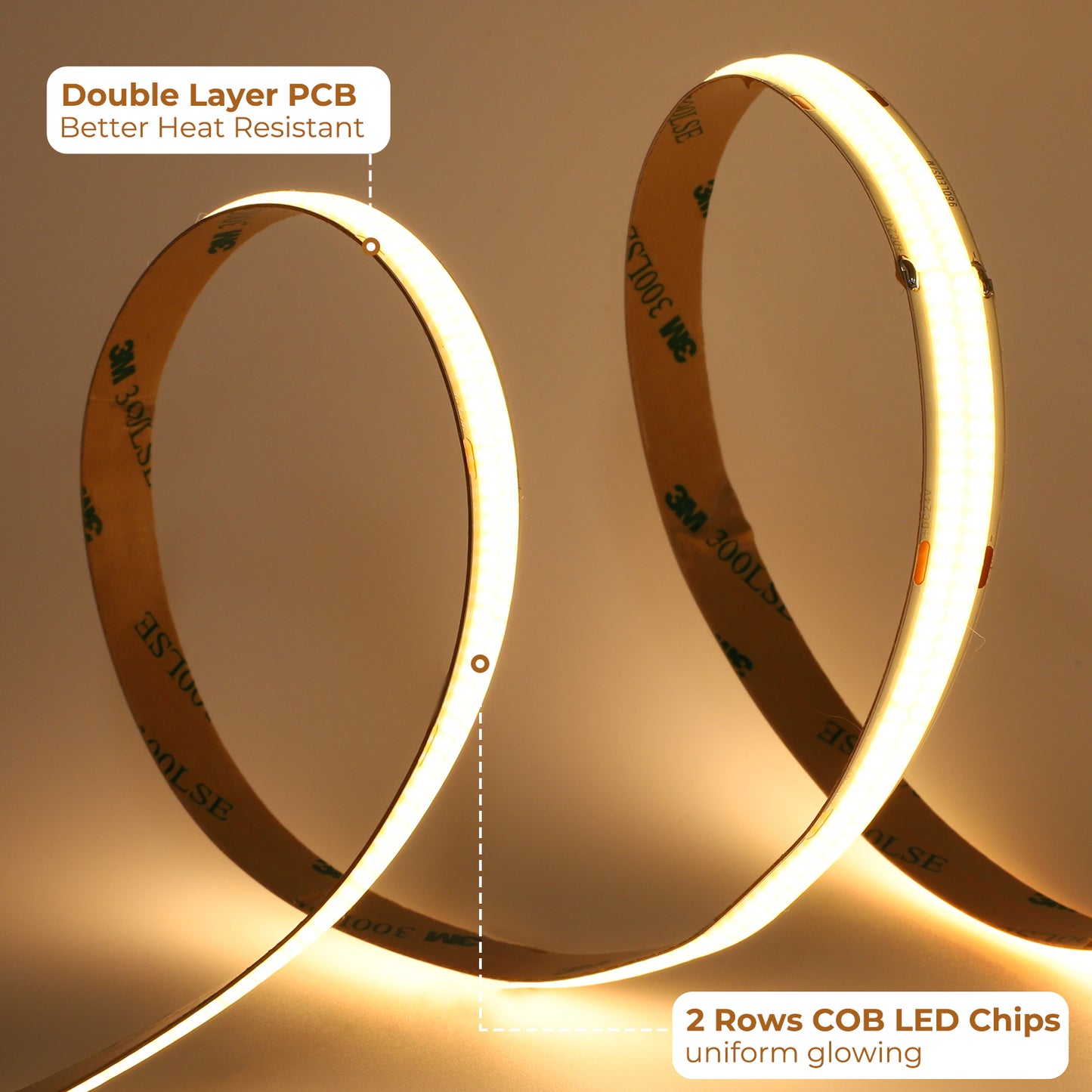 Bande LED COB 600 LEDs/m, 24V DC, 9W/m, IRC>92, 12mm de large pour la décoration intérieure