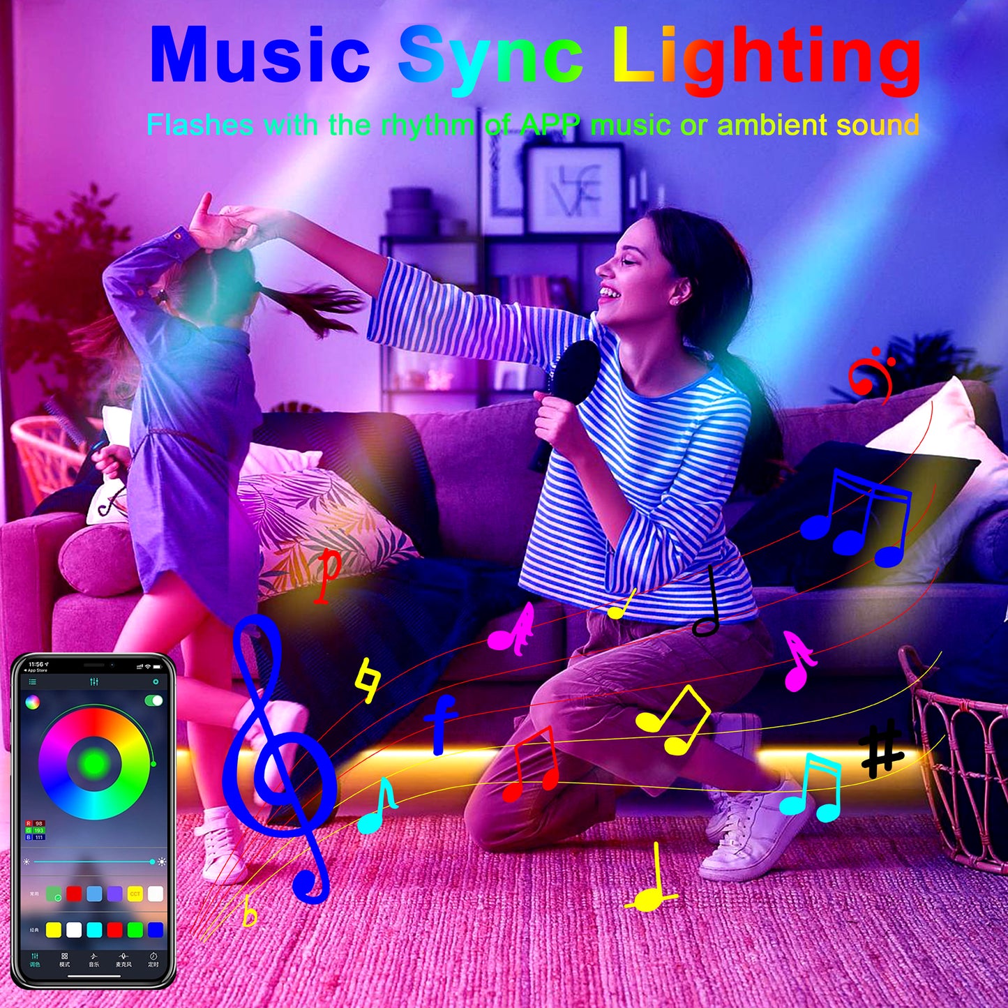 Dream Color RGB IC COB LED Strip, 24V Dotless Addressable Seamless Lighting for Room Decor