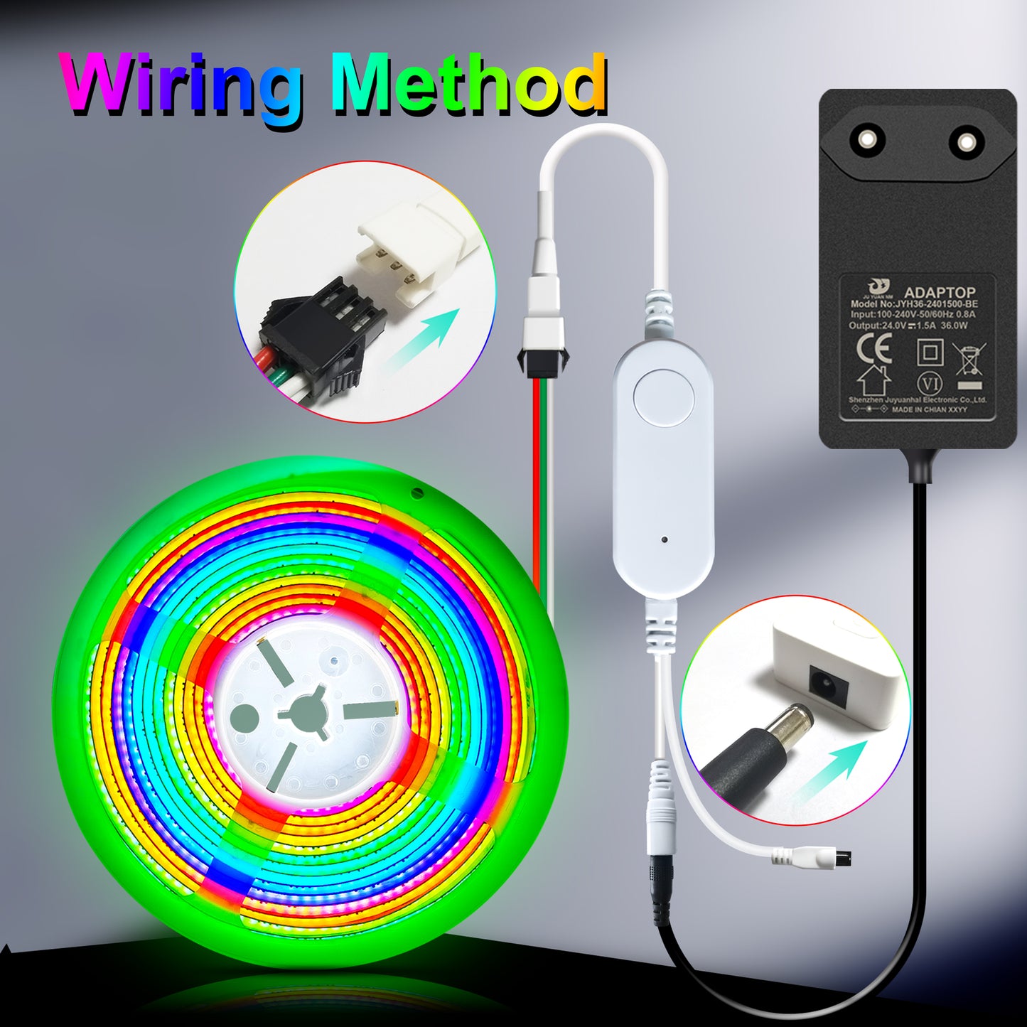 Dream Color RGB IC COB LED Strip, 24V Dotless Addressable Seamless Lighting for Room Decor