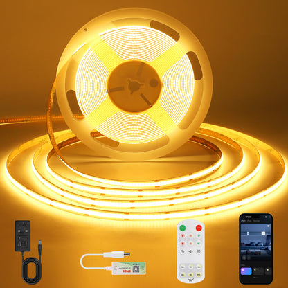 Bande LED BERIXDEEP contrôlable par application avec alimentation et télécommande, 320 LED, 8mm de large, DC24V, haute luminosité, bande LED autocollante pour éclairage d'armoire, de penderie et de pièce