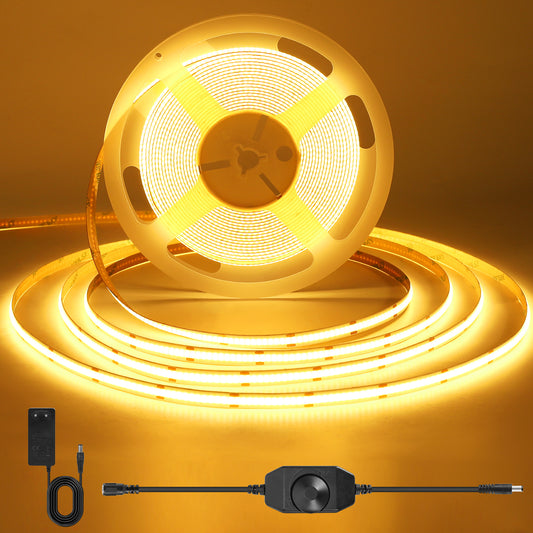BERIXDEEP Ruban LED avec bouton de contrôle, alimentation et télécommande, 320 LED, 8mm de large, DC24V, Haute luminosité, Ruban LED auto-adhésif pour éclairage d'armoire, de penderie et de pièce