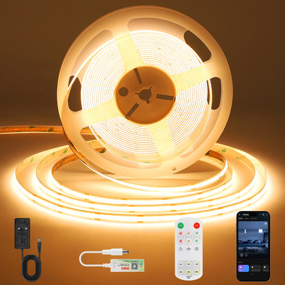 Bande LED BERIXDEEP contrôlable par application avec alimentation et télécommande, 320 LED, 8mm de large, DC24V, haute luminosité, bande LED autocollante pour éclairage d'armoire, de penderie et de pièce