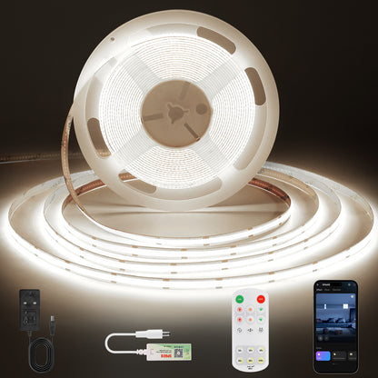Bande LED BERIXDEEP contrôlable par application avec alimentation et télécommande, 320 LED, 8mm de large, DC24V, haute luminosité, bande LED autocollante pour éclairage d'armoire, de penderie et de pièce