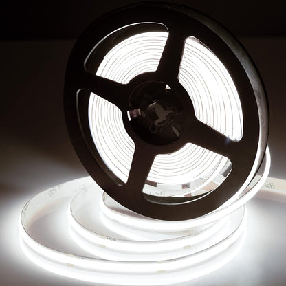 Dotless COB LED Strip Light, 24V 480 LEDs/m, CRI 92+ High Density Seamless Uniform Tape (8mm Wide)
