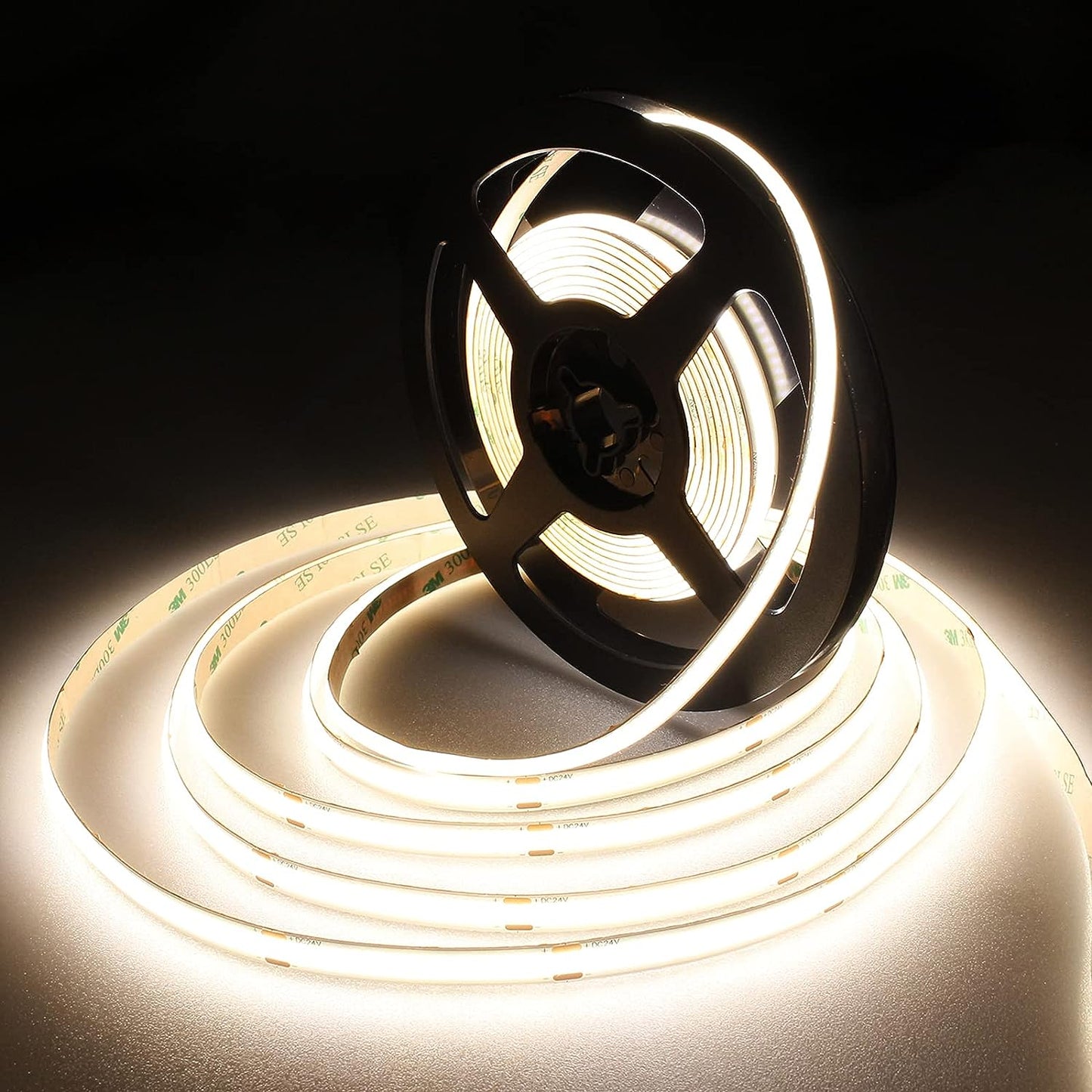Dotless COB LED Strip Light, 24V 480 LEDs/m, CRI 92+ High Density Seamless Uniform Tape (8mm Wide)