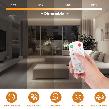 Bande LED BERIXDEEP contrôlable par application avec alimentation et télécommande, 320 LED, 8mm de large, DC24V, haute luminosité, bande LED autocollante pour éclairage d'armoire, de penderie et de pièce