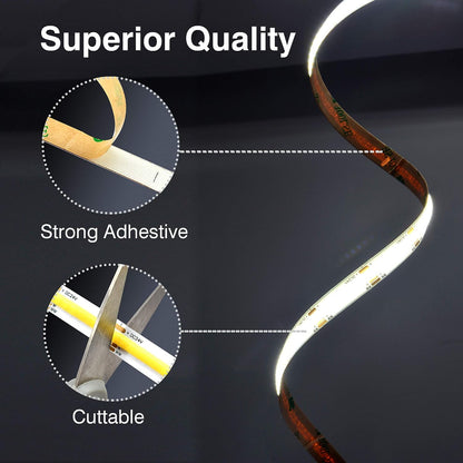 Dual Color Temperature COB LED Streifenlicht mit 10mm Breite, DC24V, 9W/m, CRI>92 für Raumdekoration