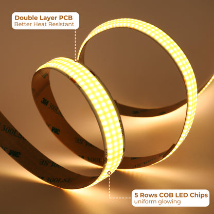 Ultra High Density COB LED Strip, 24V 1600 LEDs/m Spotless Seamless Linear Lighting (30mm Wide)